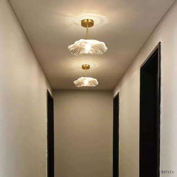 Lampy sufitowe Lotus w kształcie kwiatu ze szkła retro, styl vintage, 1-punktowa