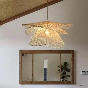 Rattan pendant lamp in rustic style