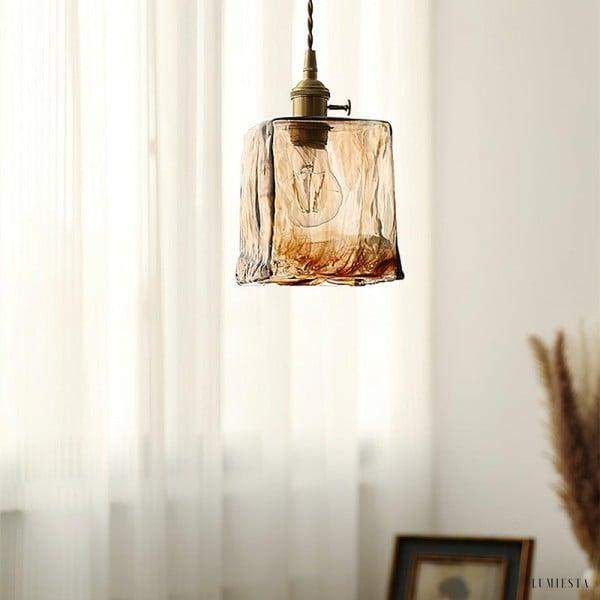 Brązowa Szklana Lampa Wisząca w Stylu Vintage Retro