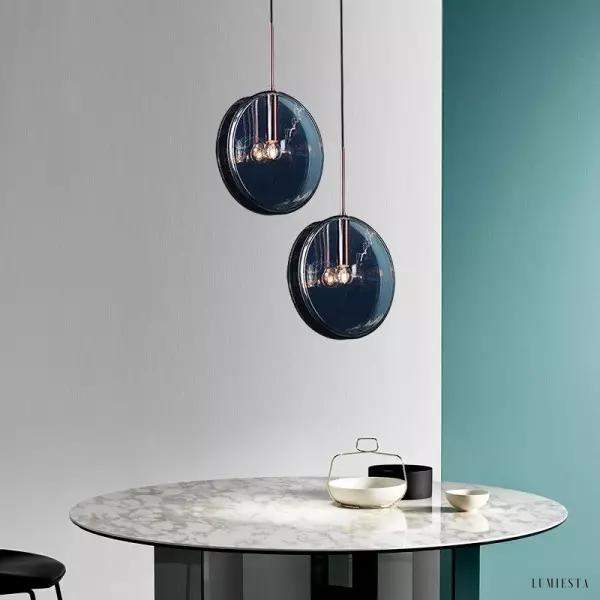 Dark blue glass pendant lamp modern design