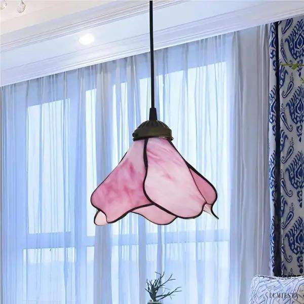 Lampa wisząca szklana w kształcie kwiatu vintage