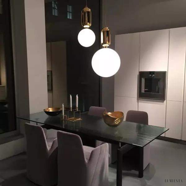 Lora - Lampa wisząca ze szkła w nowoczesnym stylu, biały/czarny/złoty, Ø15/25/30cm, 1-punktowa