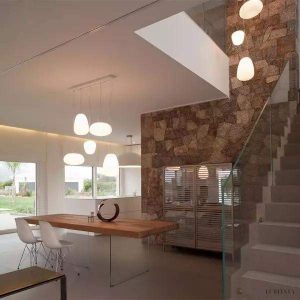 Lampa wisząca ze szkła dmuchanego okrągła biała - zawieszenie i klosz