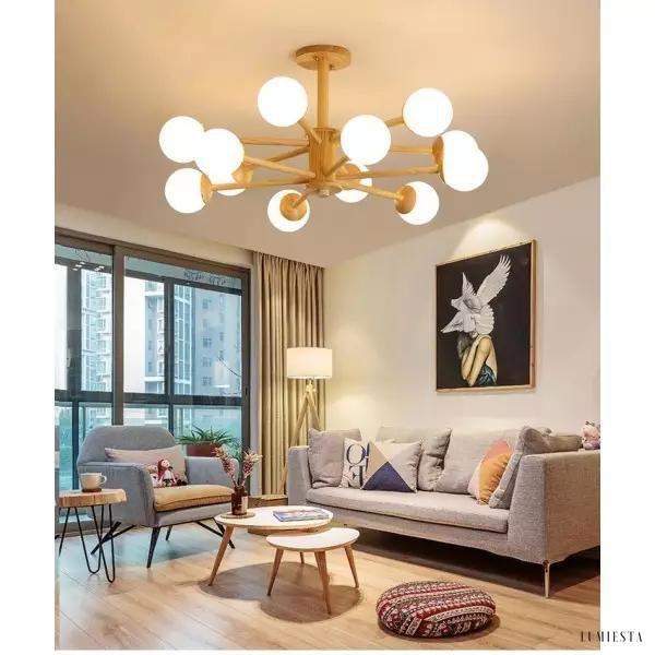 Lampa sufitowa Origin w drewnianym stylu molekularnym