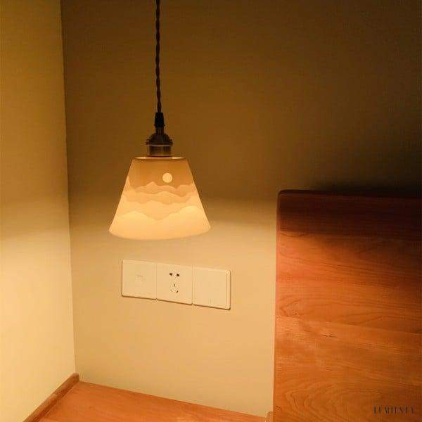 Pendant lamp wall sconce mountain ceramic shade Japanese style