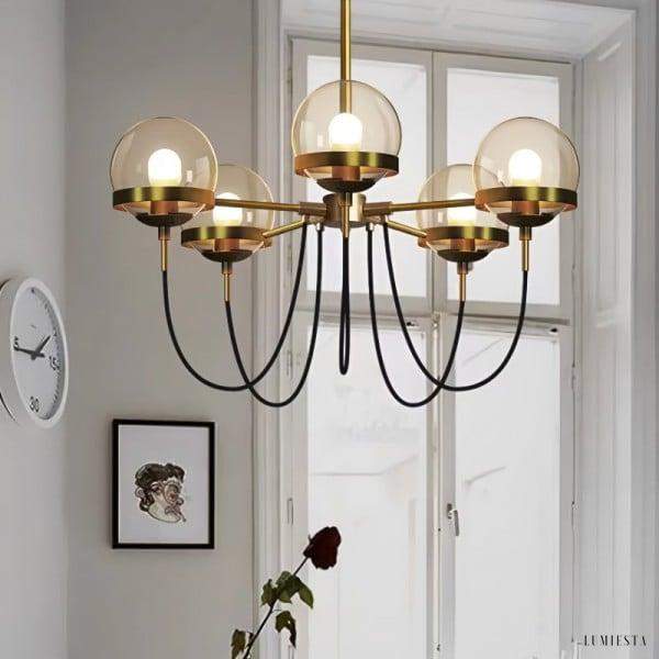 Nowoczesny żyrandol w kształcie szklanej kuli 5-10 lampowy