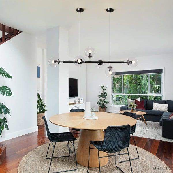 Lampa wisząca Orb w stylu industrialnym z kulistymi kloszami