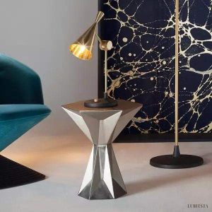 Elegancka lampa stołowa Beat w kształcie stożka black brass