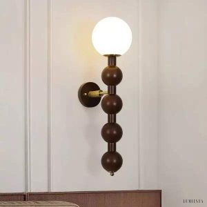 Lampa ścienna w kształcie gourd z drewna styl rustykalny