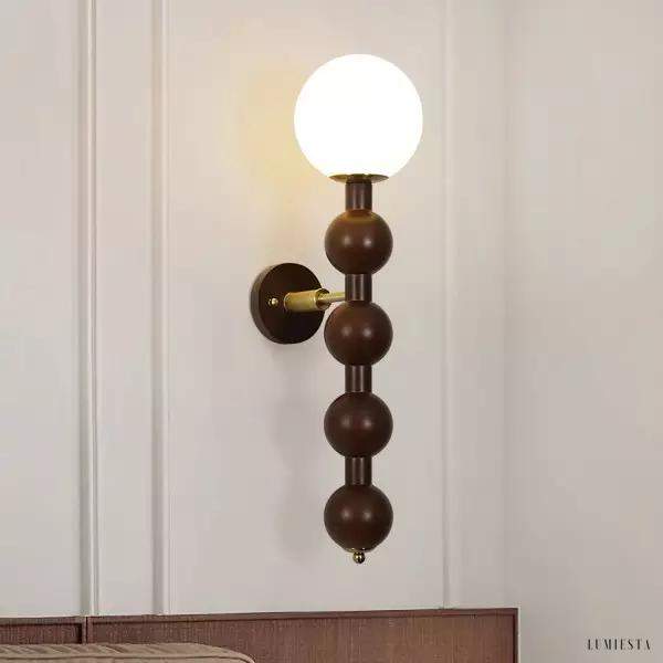 Lampa ścienna w kształcie gourd z drewna styl rustykalny