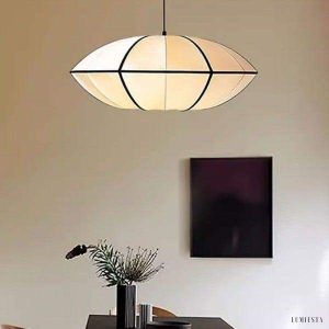 Aria - Bubble fabric pendant lamp in white-black/brown-black, Ø40/50/60cm