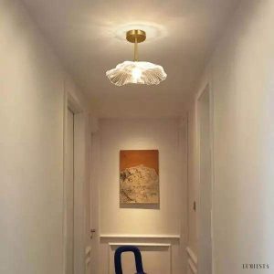 Lampy sufitowe Lotus w kształcie kwiatu ze szkła retro, styl vintage, 1-punktowa