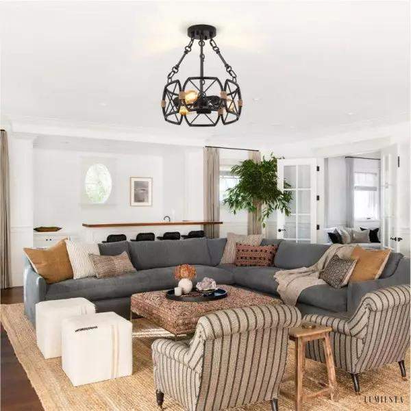 Metalowa lampa sufitowa w stylu retro industrialnym