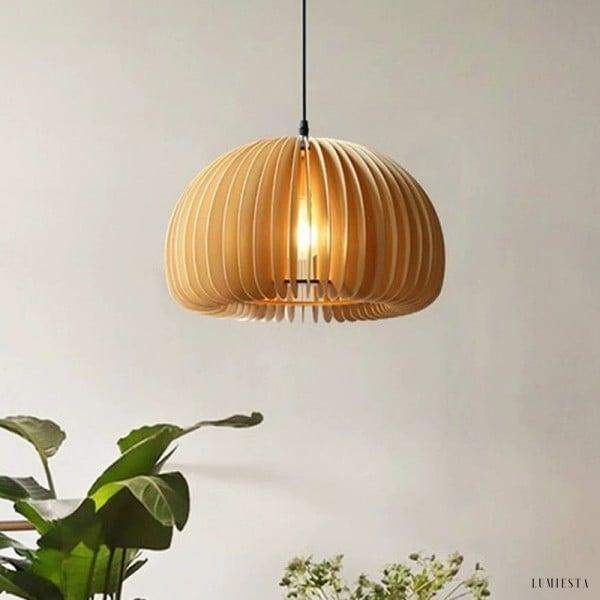 Wooden Pumpkin Pendant Lamp in Rustic Elegance Style