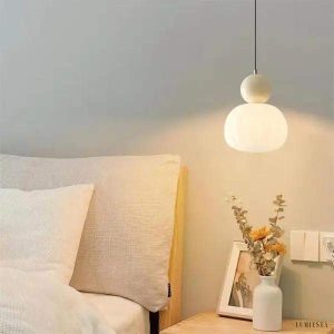 Art Deco pendant lamp in cream Bauhaus style, multicolored, 1-light, Ø16cm