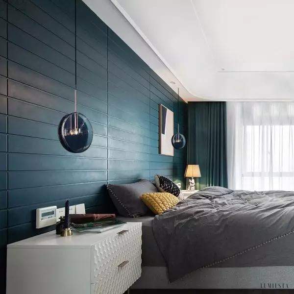 Dark blue glass pendant lamp modern design