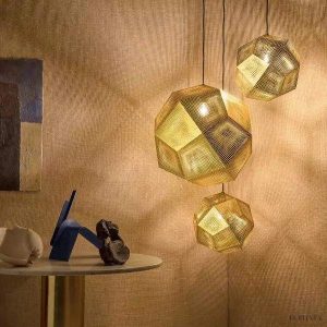 Lampa Wisząca Echo Złoty Nowoczesny Żyrandol ze Stali Nierdzewnej