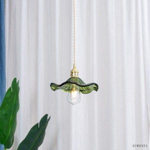 Retro glass pendant lamp with hibiscus flower 23 cm