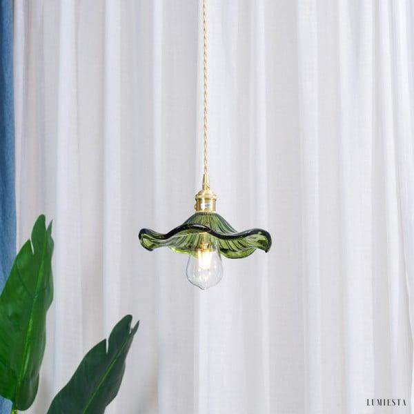 Retro glass pendant lamp with hibiscus flower 23 cm