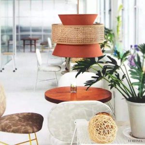 image_5-283.jpg Rattanowa Lampa Wisząca Retro z Kształtem Stożka