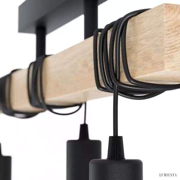 Lampa wisząca Wooden drewniana z prostokątną konstrukcją