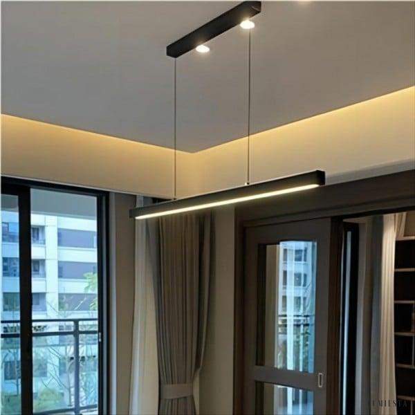 Lampa wisząca LED metalowa czarna podłużna - widok od przodu