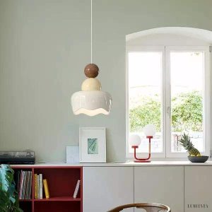 Cream resin pendant lamp in Nordic style