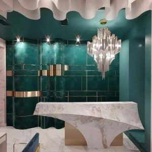 Lampa wisząca Stream z metalowych łańcuchów niklowana 60cm