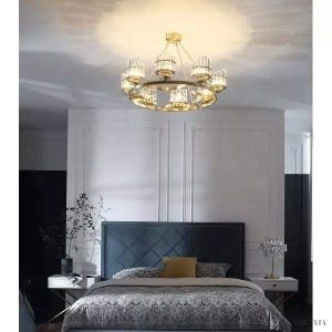 Lampa sufitowa żyrandol mosiężny z kryształami K9