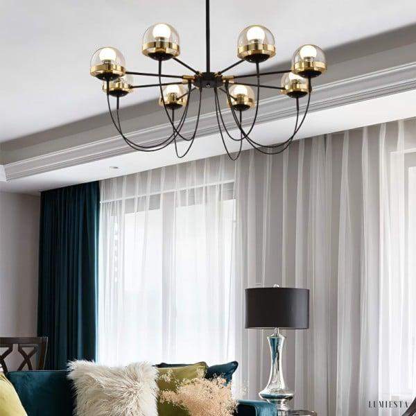 Nowoczesny żyrandol w kształcie szklanej kuli 5-10 lampowy