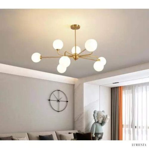 Luksusowy żyrandol szklany w kształcie kuli złoty