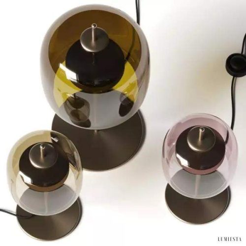 Lampka stołowa Jube szklana retro z metalowym wykończeniem