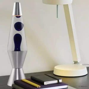 Lampa lawowa klasyczna z metalowym wykończeniem niebieska