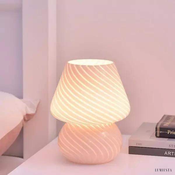 Lampa stołowa grzybek alabastrowa - centralne ujęcie formy grzybka