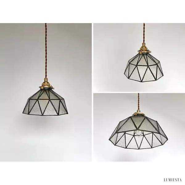 Lampa wisząca vintage z ręcznie robionymi szklanymi kloszami