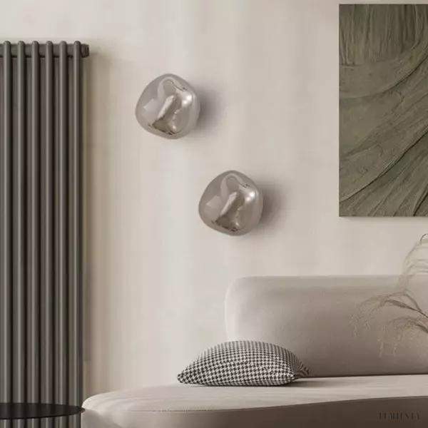 Eloru - Lampa ścienna z eleganckim szkłem w kształcie stopionego szkła, Ø18/28cm