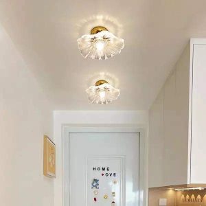 Lampy sufitowe Lotus w kształcie kwiatu ze szkła retro, styl vintage, 1-punktowa