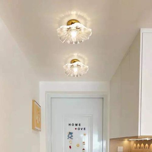 Lampy sufitowe Lotus w kształcie kwiatu ze szkła retro, styl vintage, 1-punktowa