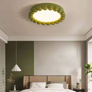 Kremowa Okrągła Lampa Sufitowa LED w Stylu Art Deco