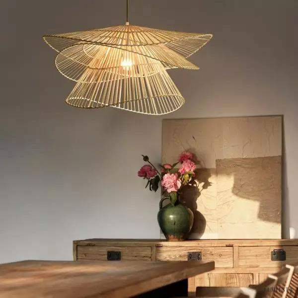 Rattan pendant lamp in rustic style