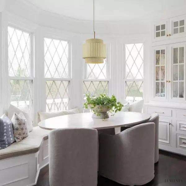 Kremowa lampa wisząca bębnowa z żywicy eleganckie oświetlenie