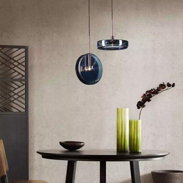 Dark blue glass pendant lamp modern design