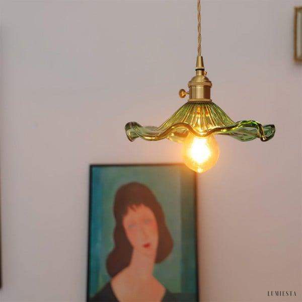 Retro glass pendant lamp with hibiscus flower 23 cm