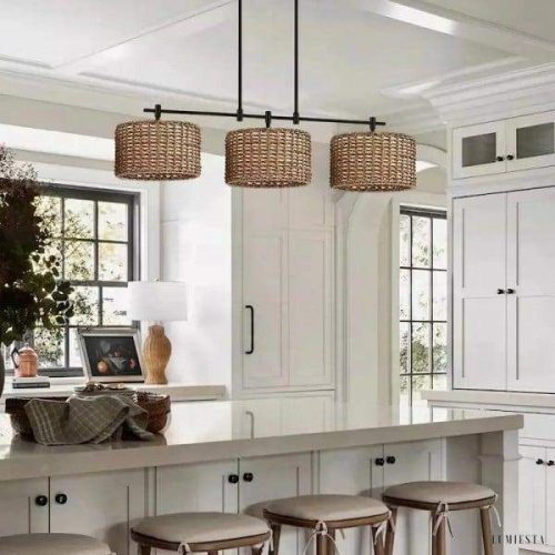 Rustykalny żyrandol z 3 abażurami w stylu industrialnym