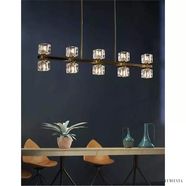 Lampa wisząca kryształowa w stylu minimalistycznym złota