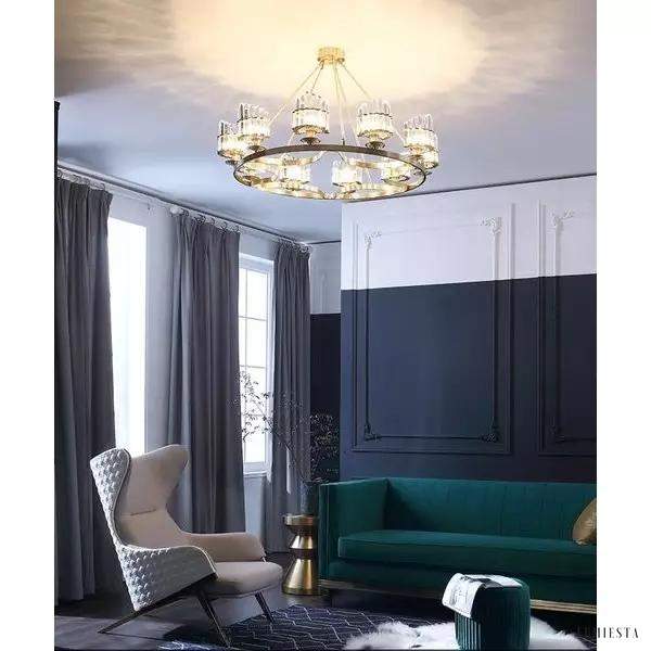 Lampa sufitowa żyrandol mosiężny z kryształami K9