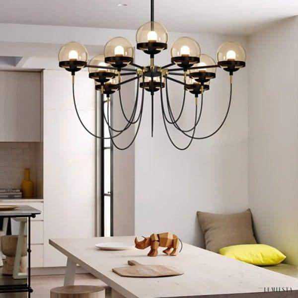 Nowoczesny żyrandol w kształcie szklanej kuli 5-10 lampowy