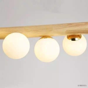 Lampa wisząca Dot Line w stylu skandynawskim z drewna i szkła