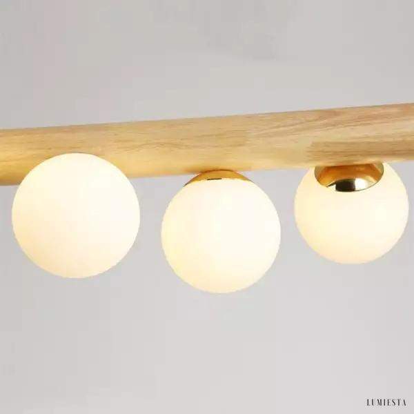 Lampa wisząca Dot Line w stylu skandynawskim z drewna i szkła