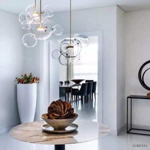 Lampa wisząca Bolle - zbliżenie na szklane elementy bąbelkowe
